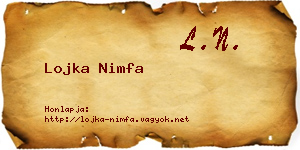 Lojka Nimfa névjegykártya